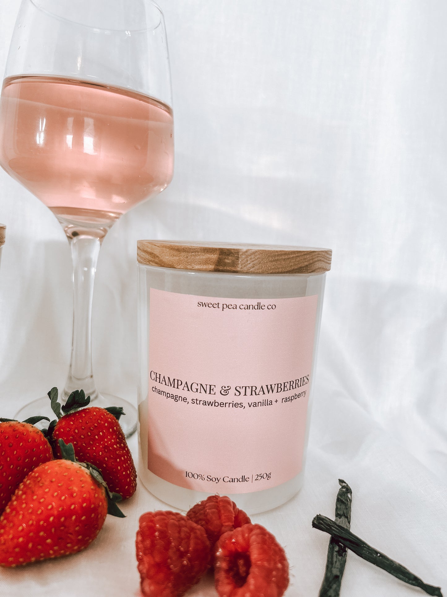 Champagne & Strawberries | Champagne, Strawberries, Vanilla + Raspberry